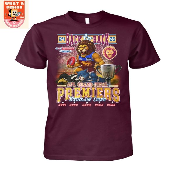 Brisbane Lions AFL Premiers Back To Back 2025 T Shirt