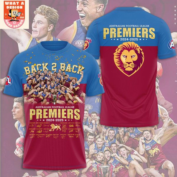 Brisbane Lions Premiers Back To Back 2025 Hoodie T Shirt