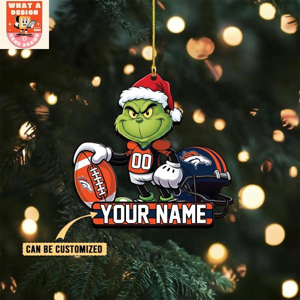 Denver Broncos x The Grinch Christmas Acrylic Ornament