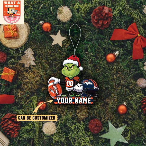 Denver Broncos x The Grinch Christmas Acrylic Ornament
