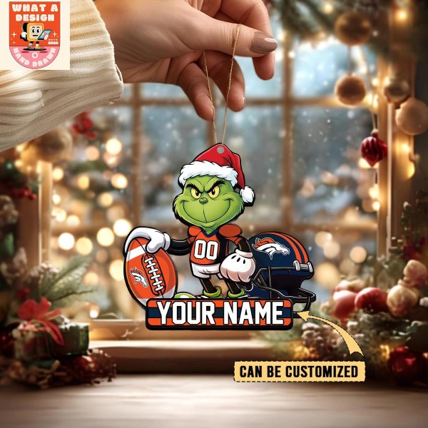 Denver Broncos x The Grinch Christmas Acrylic Ornament