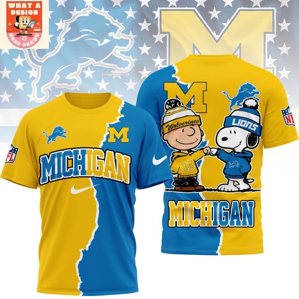 Detroit Lions x Michigan Wolverines Snoopy Peanuts Shirt