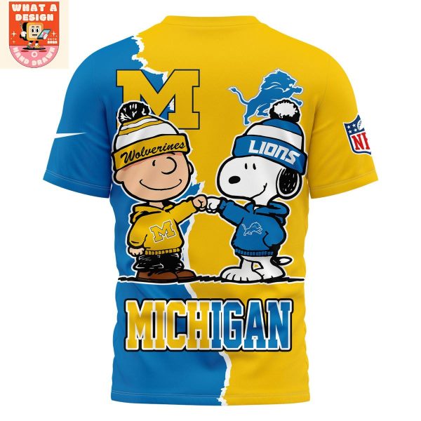 Detroit Lions x Michigan Wolverines Snoopy Peanuts Shirt