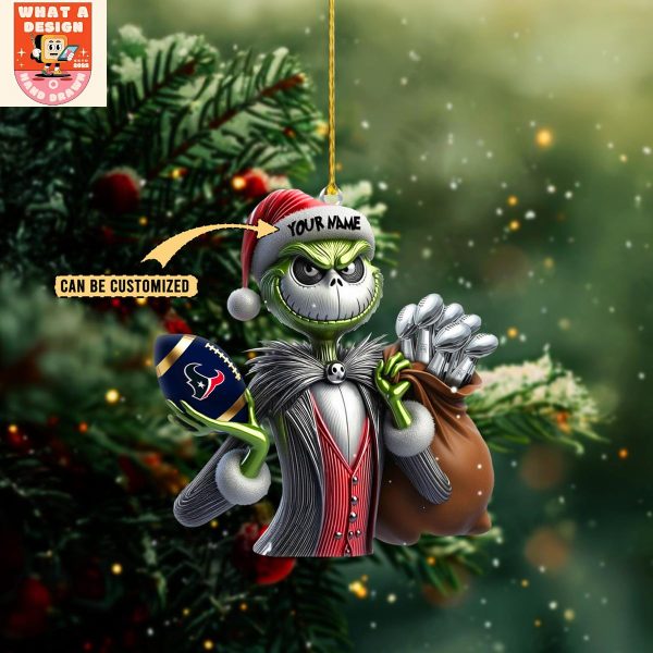 Houston Texans x Jack Skellington The Grinch Christmas Acrylic Ornament