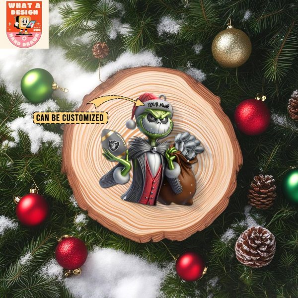 Las Vegas Raiders x Jack Skellington The Grinch Christmas Acrylic Ornament
