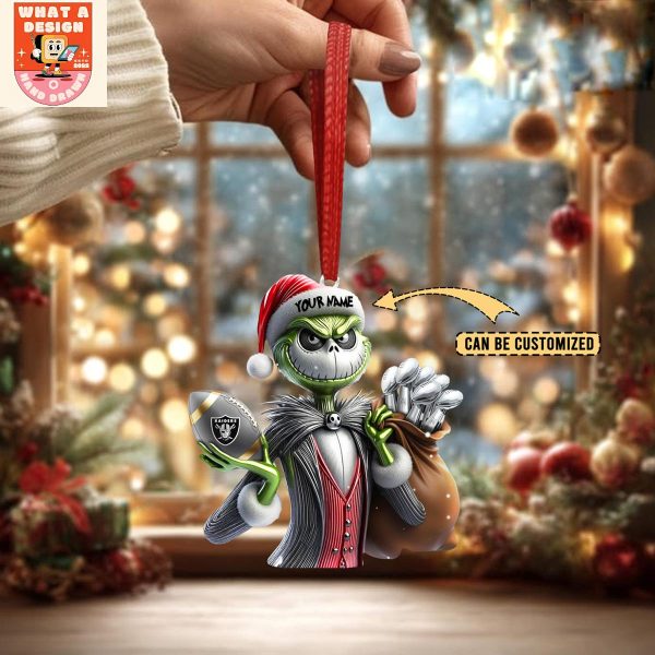Las Vegas Raiders x Jack Skellington The Grinch Christmas Acrylic Ornament
