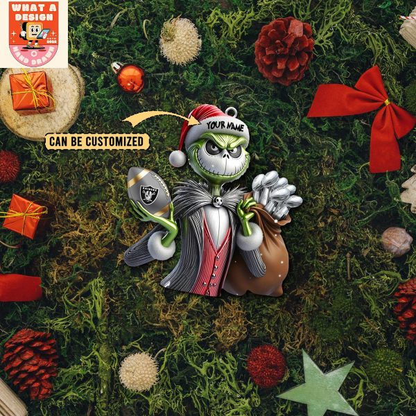 Las Vegas Raiders x Jack Skellington The Grinch Christmas Acrylic Ornament