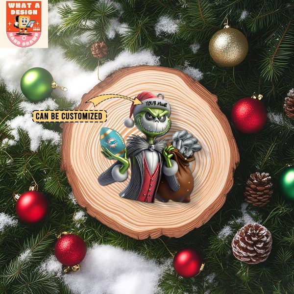 Miami Dolphins x Jack Skellington The Grinch Christmas Acrylic Ornament