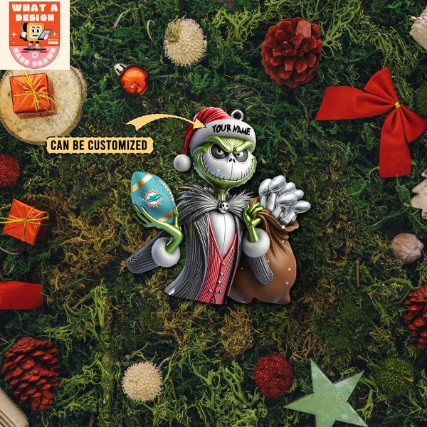 Miami Dolphins x Jack Skellington The Grinch Christmas Acrylic Ornament