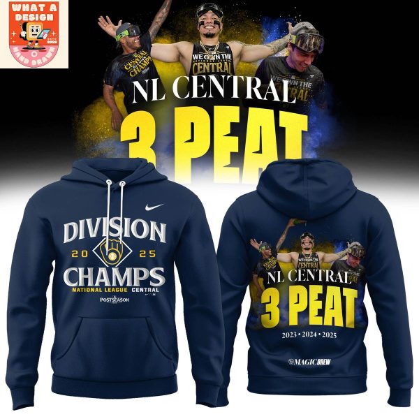 Milwaukee Brewers NL Central 3 Peat Navy Hoodie Shirt