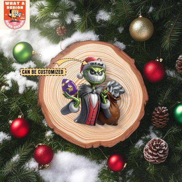 Minnesota Vikings x Jack Skellington The Grinch Christmas Acrylic Ornament