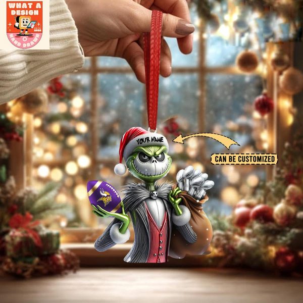 Minnesota Vikings x Jack Skellington The Grinch Christmas Acrylic Ornament