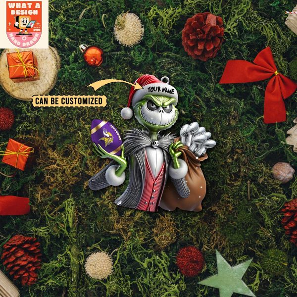Minnesota Vikings x Jack Skellington The Grinch Christmas Acrylic Ornament