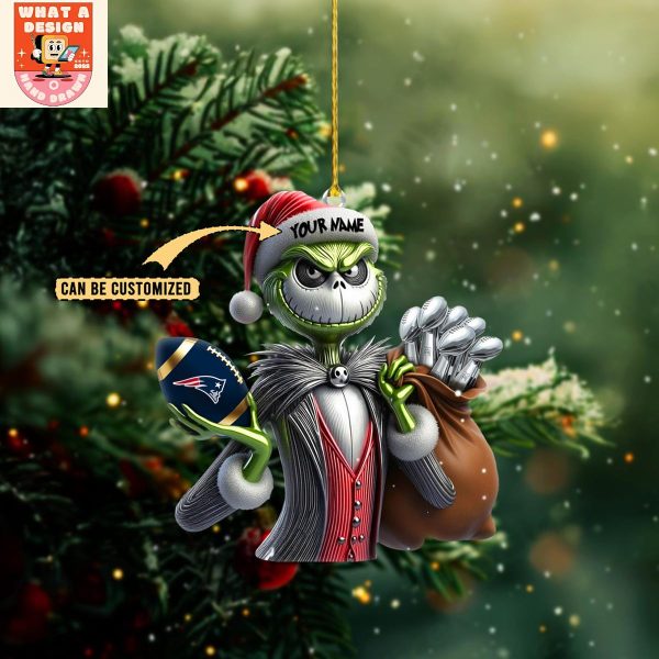 New England Patriots x Jack Skellington The Grinch Christmas Acrylic Ornament